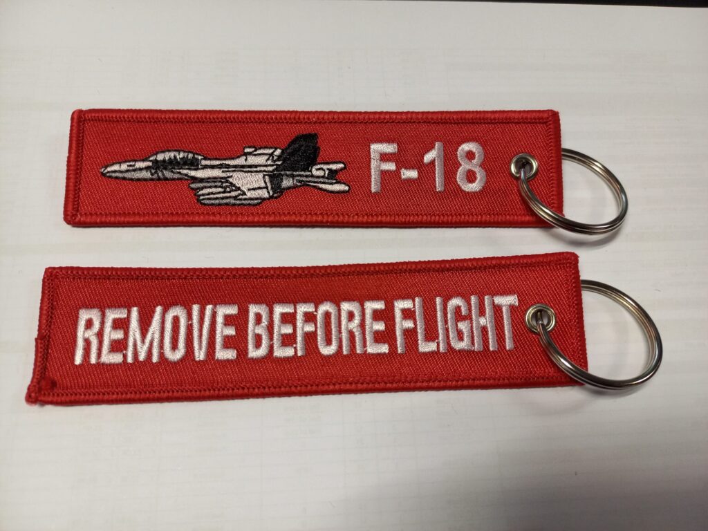 F-18 1° Tipo portachiavi in tessuto con anello